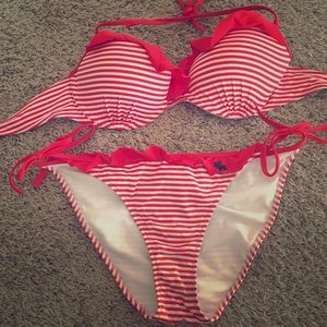 Abercrombie & finch swimsuit red/white strips